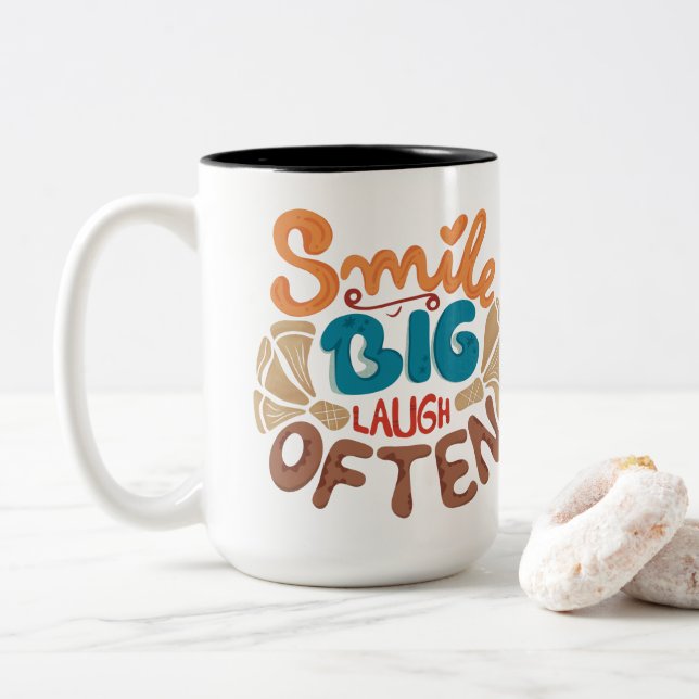 Lächeln Sie oft Big Laugh Zweifarbige Tasse (Mit Donut)