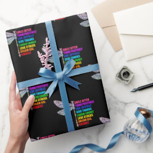 Lächeln Sie oft Libellen Denken Sie positiv Zitat Geschenkpapier