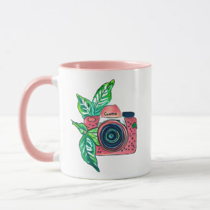 Lächeln Sie Vintage-Pink-Kamera Tasse