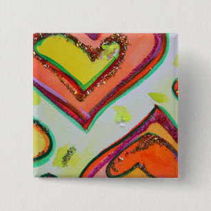 Lächeln Sie zwei Herz-Art-Tasten oder Lapel-Pins Button