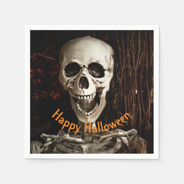 Lächeln Skeleton Halloween Paper Serviette (Vorderseite)