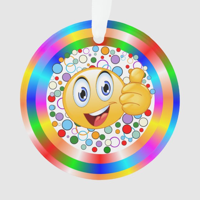 Lächeln treibt Emoji- und Regenbogenzirkel in die  Ornament (Vorderseite)
