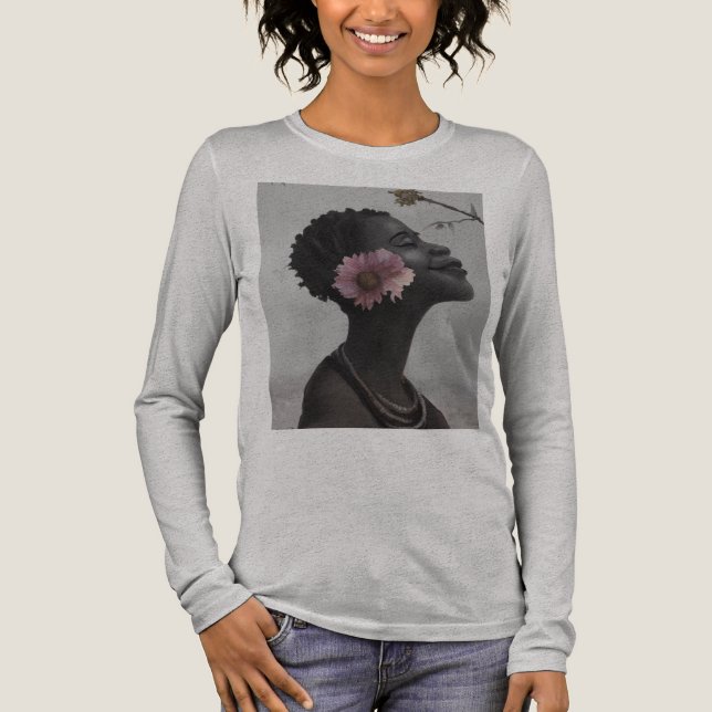 Lächeln und Blume Tri-Blend Shirt (Vorderseite)
