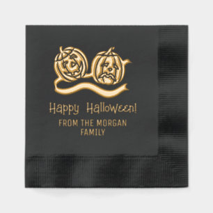 Lächeln und Frowning Pumpkins Happy Halloween Name Servietten Mit Folie