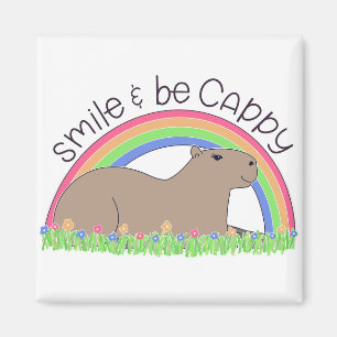 Lächeln und niedliche glückliche capybara sein magnet