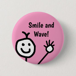 Lächeln und Wave Pink Happy Button