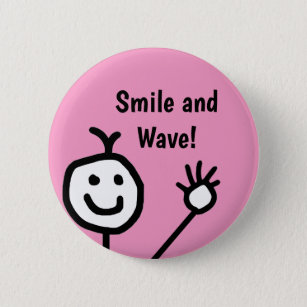 Lächeln und Wave Pink Happy Button