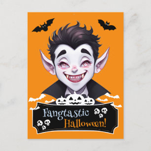 Lächeln Vampire Fangtastic Halloween Funny Pun Postkarte