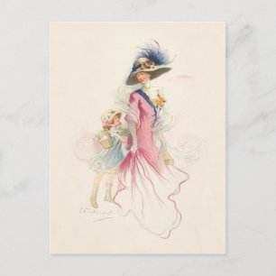 Lächeln Viktorianische Mutter und Tochter Urlaub P Feiertagspostkarte