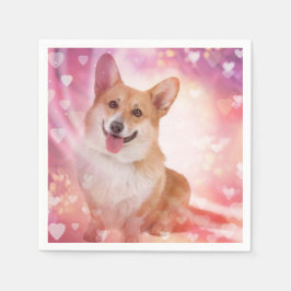 Lächeln walisischer Corgi mit Herz Serviette