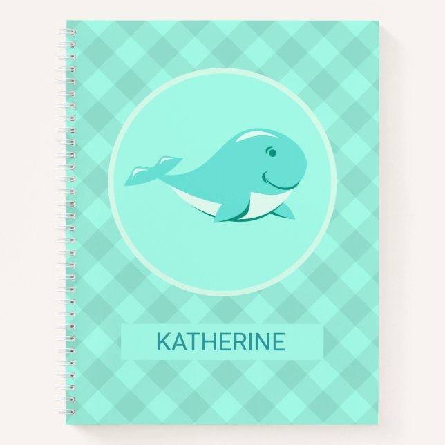 Lächeln Whale zurück zur Schule Notizbuch (Vorderseite)
