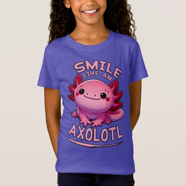 Lächeln wie ein Axolotl Girl T-Shirt (Vorderseite)