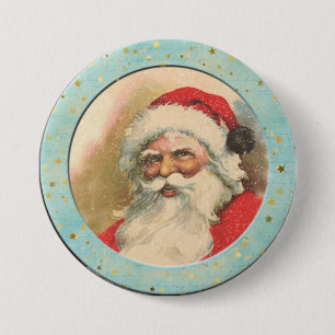 Lächelnd altmodischer Weihnachtsmann Button