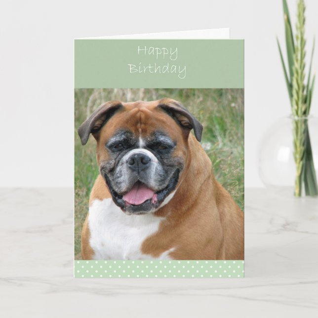 Lächelnd Boxer Hund Happy Birthday Grußkarte Karte (Vorderseite)
