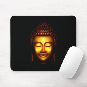 Lächelnd Buddha Gold und Schwarz Mousepad