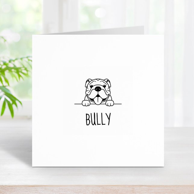 Lächelnd Bulldog Individuelle Name Gummistempel (Von Creator hochgeladen)