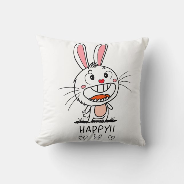 Lächelnd Bunny Kissen (Vorderseite)