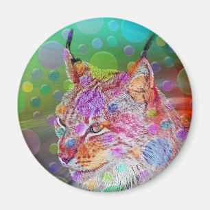 Lächelnd, bunt lynx - abstrakt magnet