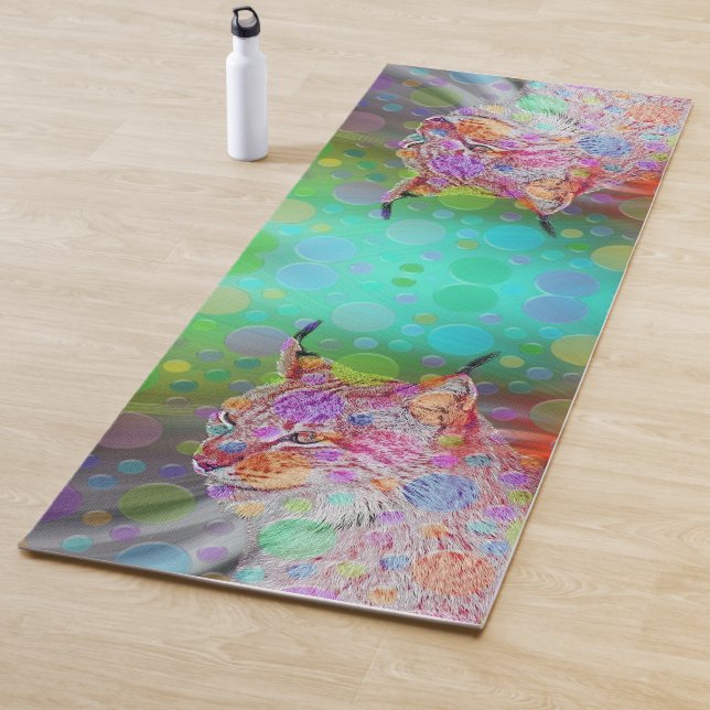 Lächelnd, bunt lynx - abstrakt yogamatte (Beispiel)