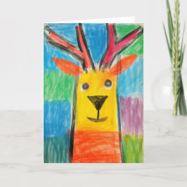 Lächelnd Crayon Rentier Weihnachtskarte Karte