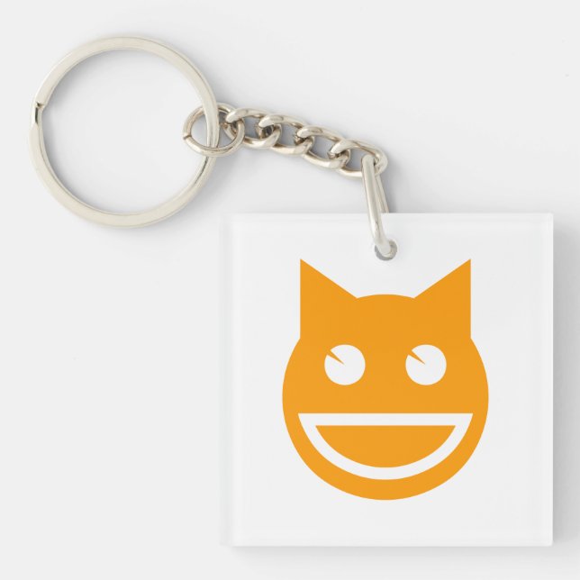 Lächelnd Emoji Cat Schlüsselanhänger (Vorderseite)