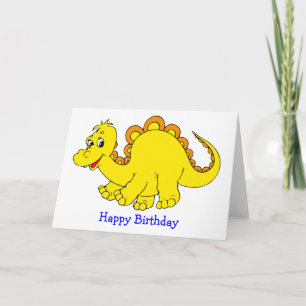 Lächelnd Gelber Dinosaurier Geburtstag Karte