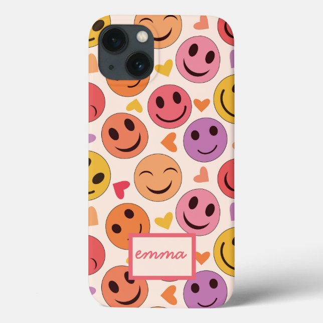 Lächelnd Glückliche Gesichter mit Herzen individue Case-Mate iPhone Hülle (Rückseite)