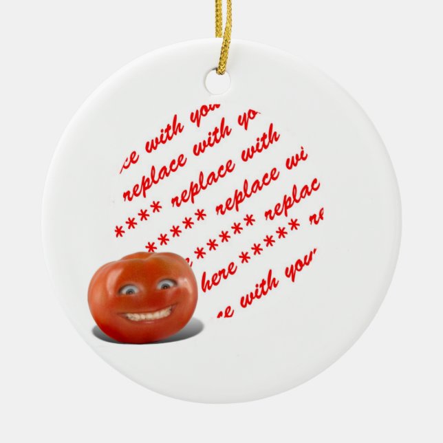 Lächelnd glücklicher Tomato Foto Rahmen Keramik Ornament (Vorne)