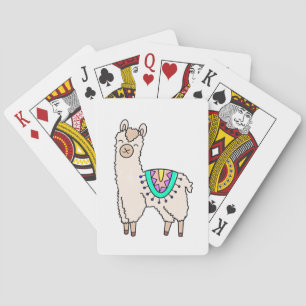 lächelnd glückliches Lama Alpaka Cartoon Tier Zeic Spielkarten