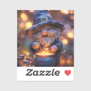 Lächelnd Gnome Stirring Magic Pot Aufkleber