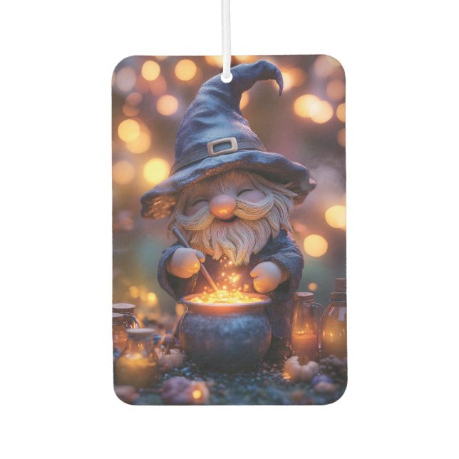 Lächelnd Gnome Stirring Magic Pot Autolufterfrischer (Vorderseite)