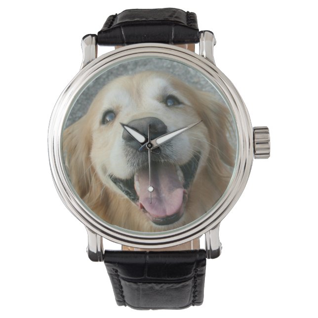Lächelnd Golden Retriever Armbanduhr (Vorderseite)