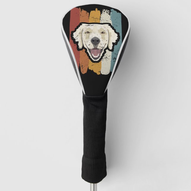 Lächelnd Golden Retriever Retro Golf Headcover (Vorderseite)