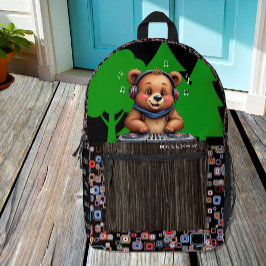 Lächelnd Grizzly Bären DJ, Music Jungle Dance Fusi Bedruckter Rucksack