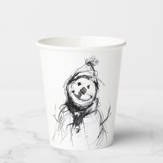 Lächelnd Happy Snowman Paper Cup Pappbecher (Links)