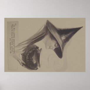 Lächelnd Hexenkessel-Zaubertrank Sepia Poster