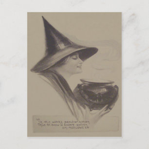 Lächelnd Hexenkessel-Zaubertrank Sepia Postkarte
