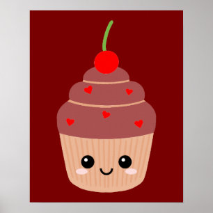 Lächelnd Kuchen Print, süße Zimmerdekoration, Nied Poster