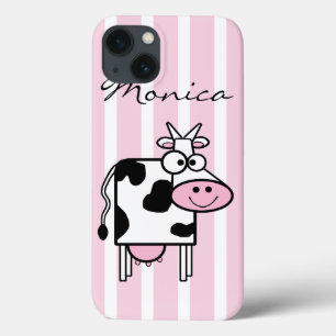 Lächelnd Kuh Girly Animal Print Mit Monogramm iPhone 13 Hülle