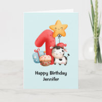 Lächelnd Kuh Niedlich Adorable First Birthday Card