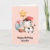 Lächelnd Kuh Niedlich Adorable Geburtstag