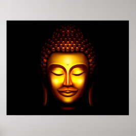 Lächelnd Lord Buddha Gold und Black Poster