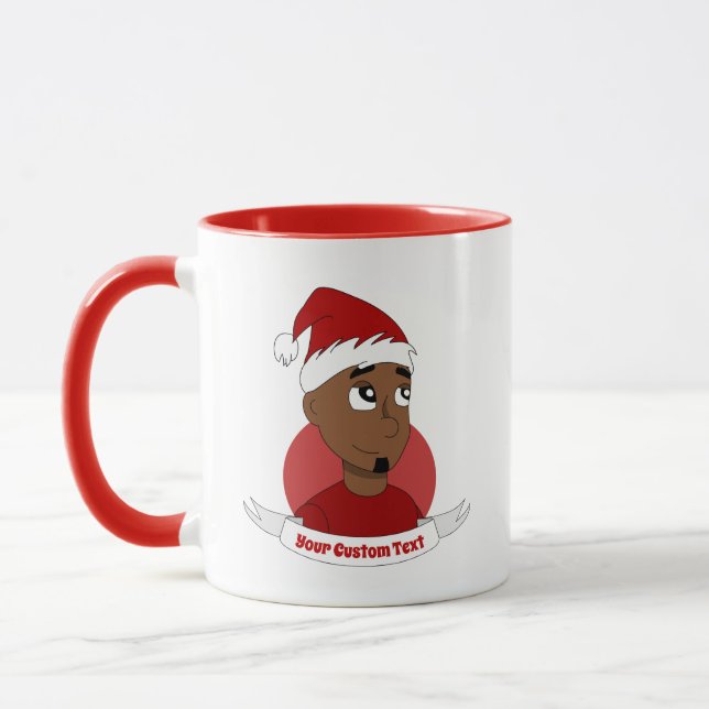 Lächelnd Mann Weihnachten Cartoon Tasse (Links)