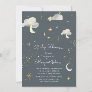 Lächelnd Mond Stars Baby Dusche per E-Mail Einladu