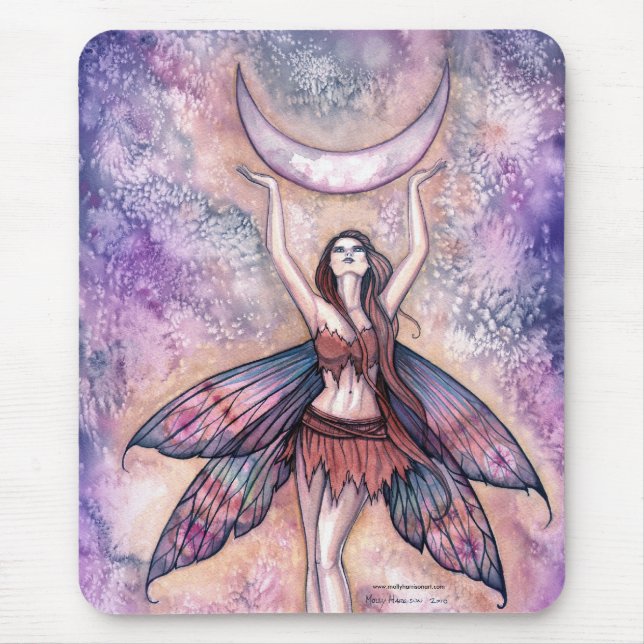 Lächelnd Moon Fairy Mousepad von Molly Harrison (Vorne)