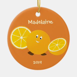 Lächelnd Orange Fruit Year Name Keramik Ornament