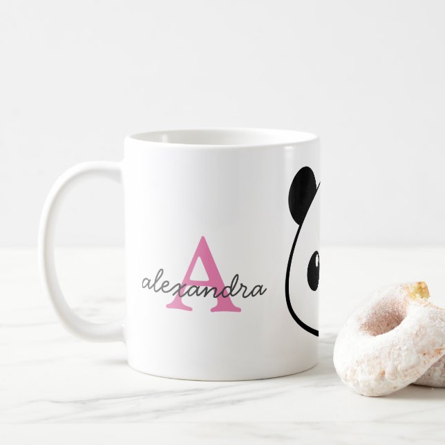 Lächelnd Panda Monogram Kaffee Tasse - Personalisi (Mit Donut)