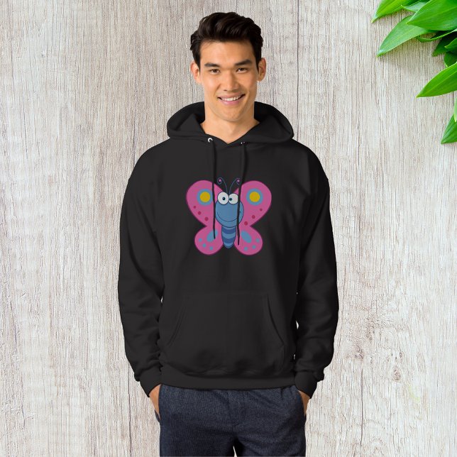 Lächelnd Pink Butterfly Mens Hoodie (Von Creator hochgeladen)