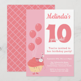Lächelnd Pink Cupcake Geburtstag | Einladung