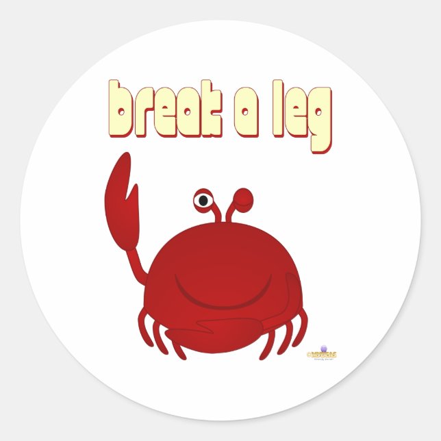 Lächelnd Red Crab Break A Leg Runder Aufkleber (Vorderseite)